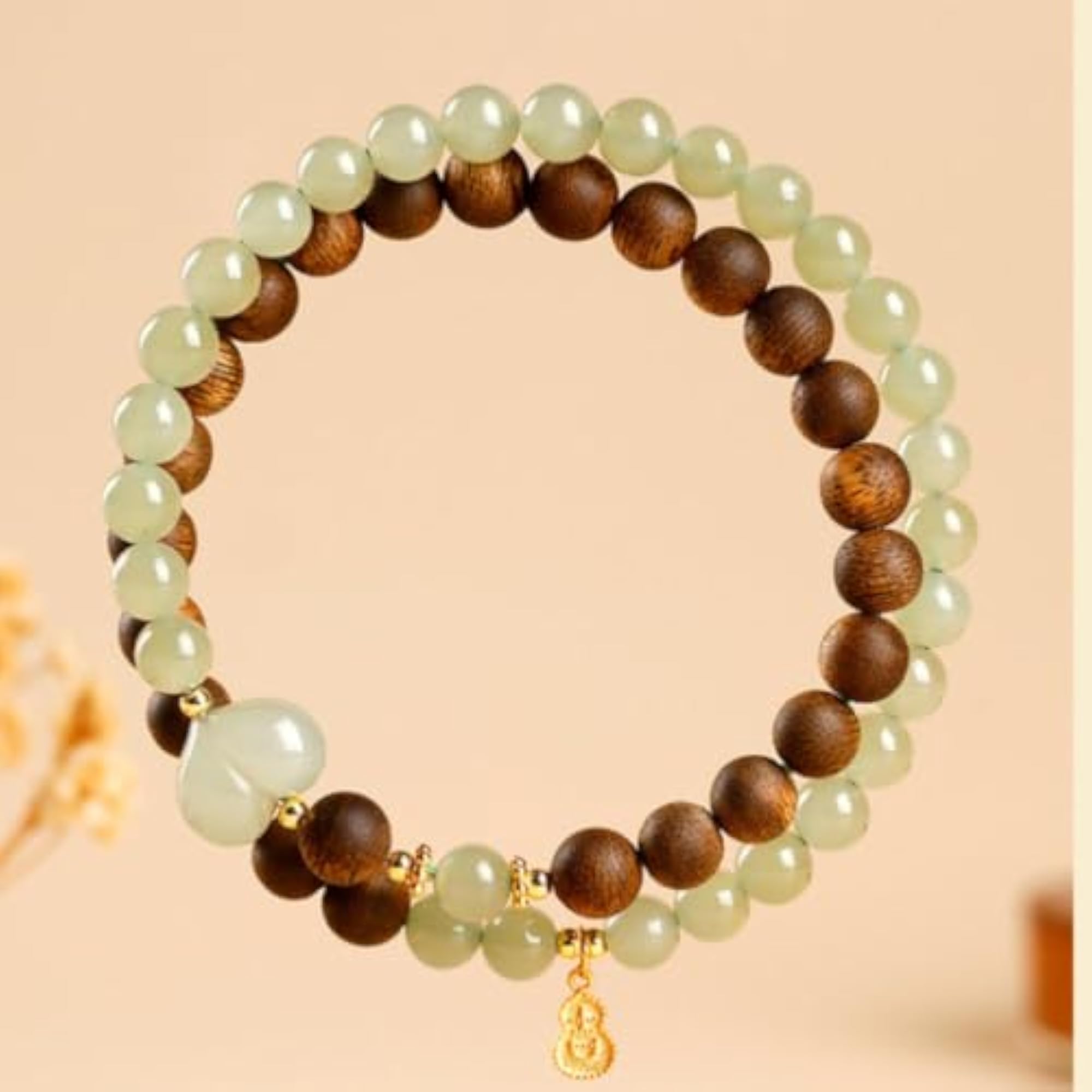Rosewood and Jade Bead Bracelet Gift for Girlfriend